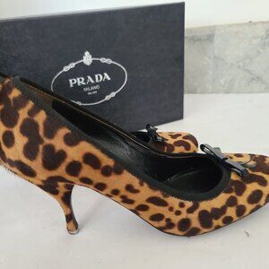 Prada Cheetah Print Pony Hair Leather Heels